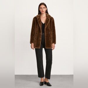 New with tags J. Crew brown faux fur double breasted coat. Size XS